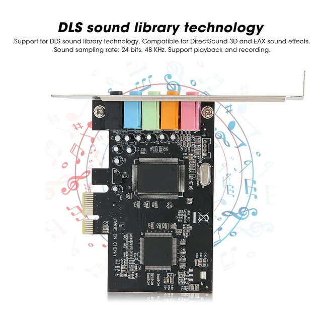 Alt view image 4 of 7 - PCIe Sound Card, 5.1 Internal Sound Card for PC 7 /Vista/XP 32/64 bit with Low Bracket, 3D Stereo PCI e Audio Card