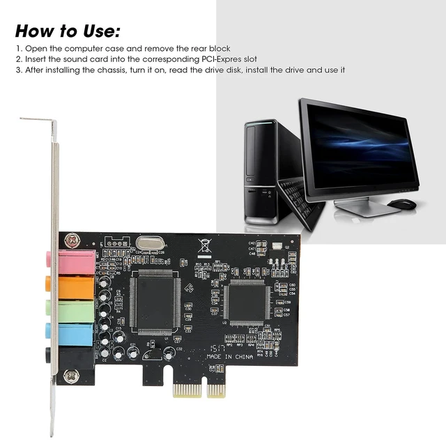 Alt view image 5 of 7 - PCIe Sound Card, 5.1 Internal Sound Card for PC 7 /Vista/XP 32/64 bit with Low Bracket, 3D Stereo PCI e Audio Card