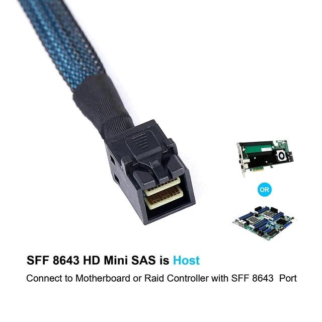 Alt view image 2 of 5 - 2Pack Mini SAS to SATA Cable: 0.5M SFF-8643 to SATA Forward Breakout Mini SAS HD SFF 8643 Controller to Hard Drive Cable (1.6FT)