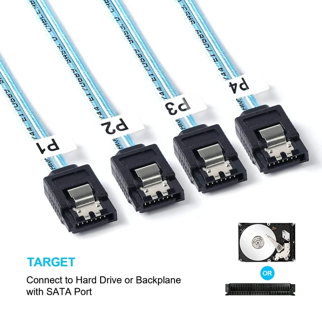 Alt view image 3 of 5 - 2Pack Mini SAS to SATA Cable: 0.5M SFF-8643 to SATA Forward Breakout Mini SAS HD SFF 8643 Controller to Hard Drive Cable (1.6FT)