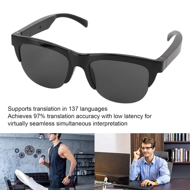 Alt view image 3 of 7 - Translator Smart Glasses - 137 Languages Translation Device, Fingerprint Touch Control, TR90 PC Open Directional Bluetooth Translator Glasses with Dual Mic for Travel