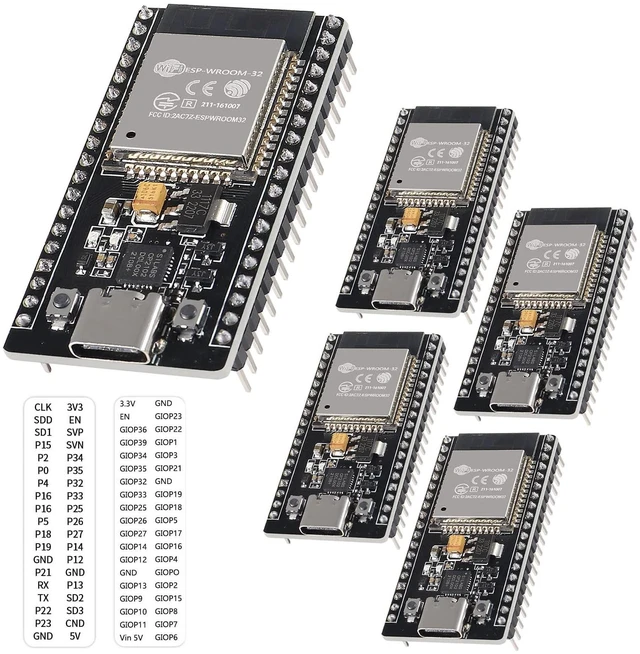 Main image of 5Pcs ESP32 Development Board CP2102 Chip 38Pin Narrow Version WiFi + Bluetooth Microcontroller Dual Cores ESP-32 ESP-32D Board ESP-WROOM-32 2 in 1 Dual Core Low Power Consumption ESP-32 Type C