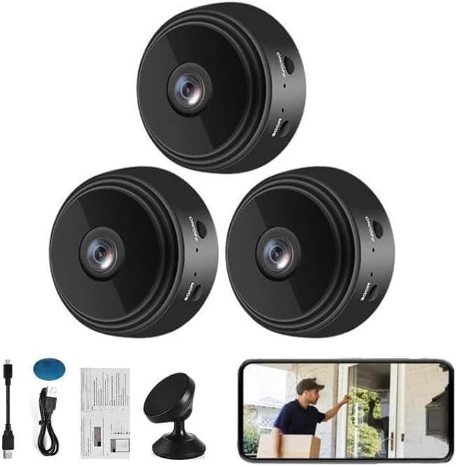Main image of Yaumany Mini Wireless Cameras, 1080P HD WiFi Small Video Cam with Motion Detection, Night Vision & App Control, Portable Indoor Camera for Home, Office, Baby and Pet Use 3 Pack