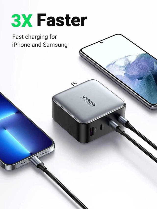 Alt view image 4 of 7 - UGREEN 100W USB C Multiport Charger - 4-Port USB Charging Station GaN Fast Charger Power Adapter Compatible for MacBook Pro/Air, iPad Pro, iPad Mini 6, Dell XPS, Galaxy S21/S20, iPhone 13/13 Pro Max/1
