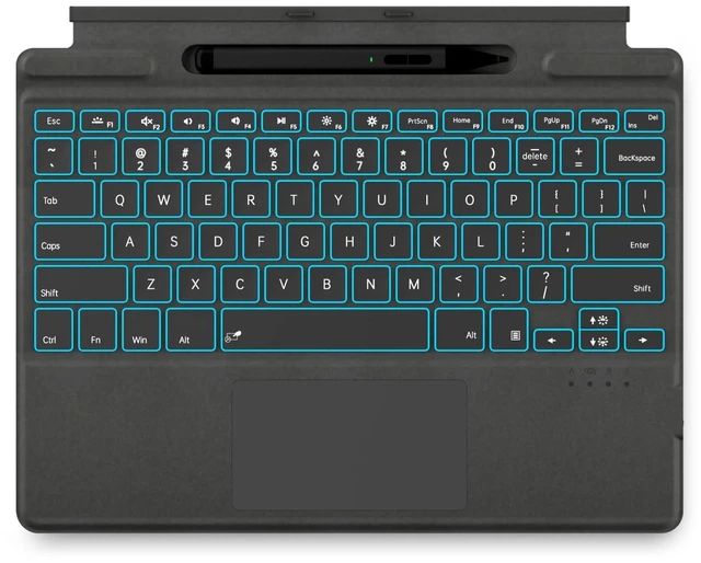 Main image of JvKzaen Surface Pro 9 Keyboard with Slim Pen, Compatible with Microsoft Surface Pro 11 10 9 8 X, 13 Inch Bluetooth Wireless Backlit Type Cover with Slim Pen,Keyboard with Slim Pen,Black