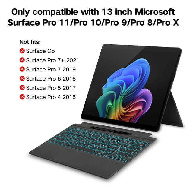 Alt view image 2 of 5 - JvKzaen Surface Pro 9 Keyboard with Slim Pen, Compatible with Microsoft Surface Pro 11 10 9 8 X, 13 Inch Bluetooth Wireless Backlit Type Cover with Slim Pen,Keyboard with Slim Pen,Black