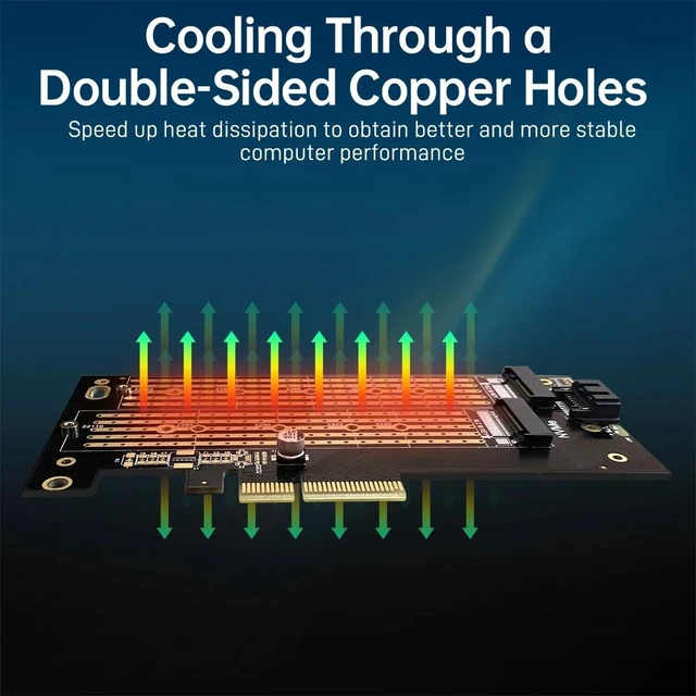 Alt view image 4 of 7 - M.2 NVME SSD to PCIe 4.0 X4 Adapter Card with Copper Cooling Best Heatsink Upgrade for PC , PCIE GEN4 Full Speed 64Gbps