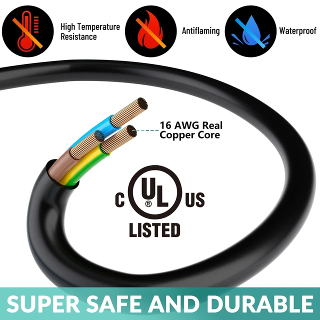 Alt view image 2 of 5 - 4 Way Power Cord Splitter Cable-3 Prong 1 to 4 Extension Cord-Outlet Saver-Elecan Male to Female Y Splitter Power Extension Cable StripUL Certified SJTW 16 Gauge 13 A/125 V1.5 Feet Black