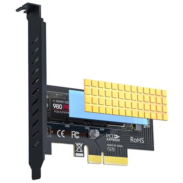 Alt view image 6 of 7 - M.2 NVME SSD to PCIe 4.0 X4 Adapter Card with Copper Cooling Best Heatsink Upgrade for PC , PCIE GEN4 Full Speed 64Gbps