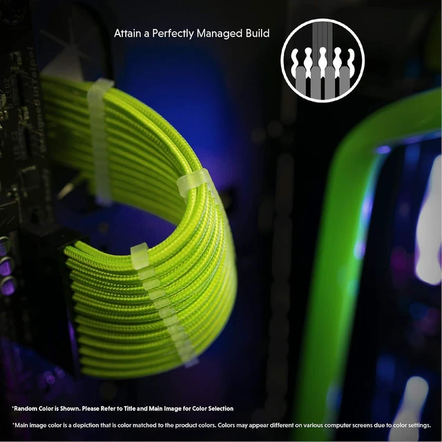 Alt view image 4 of 6 - LINKUP - 30cm Super Soft and Flexible PSU Cable Extension Sleeved Custom Mod GPU PC Braided w/Comb Kit1 x 24 P (20+4)1 x 8 P (4+4) CPU2 x 8 P (6+2) GPU Set300mm - RedBlack