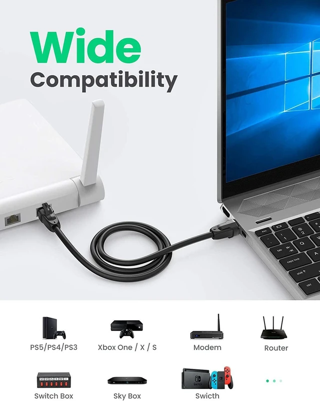 Alt view image 4 of 7 - UGREEN Cat 8 Ethernet Cable Cat8 RJ45 Network LAN Cord High Speed Compatible for Gaming PS5 PS4 Xbox One PS3 Modem Router PC Mac Laptop 6FT