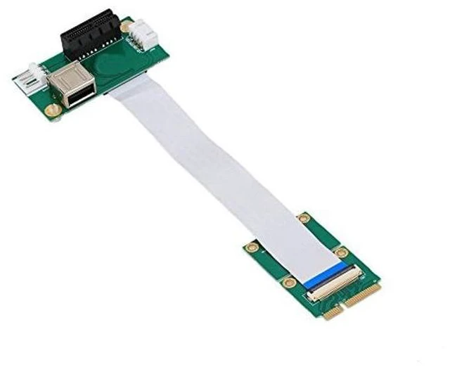 Main image of Mini PCI-E to PCI-E Express 1X Extension Cord Adapter Card with USB Riser Card