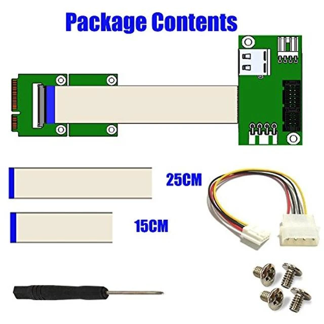 Alt view image 5 of 5 - Mini PCI-E to PCI-E Express 1X Extension Cord Adapter Card with USB Riser Card