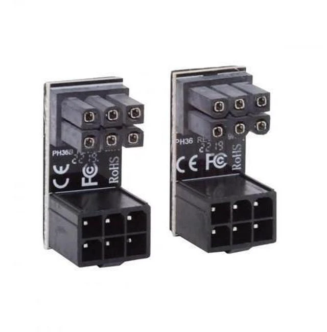 Main image of 2 Pack 360° Adjustable ATX 6Pin Male to Female GPU Power Angle Adapter, 12V Graphics Card Power Connector