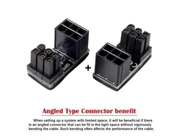 Alt view image 4 of 6 - 2 Pack 360° Adjustable ATX 6Pin Male to Female GPU Power Angle Adapter, 12V Graphics Card Power Connector