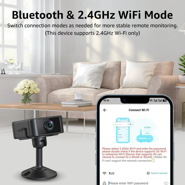 Alt view image 5 of 7 - Hidden Camera 4K Spy Camera with Night Vision, 4H Battery Life, Motion Detection Alerts, SD/Cloud Storage, Phone App Control & Real-Time Alerts, Indoor Security Camera for Home/Office/Baby Monitoring