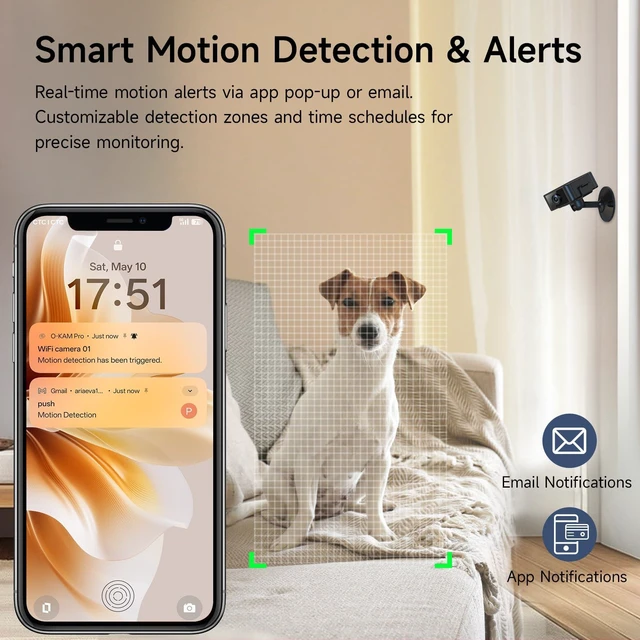 Alt view image 6 of 7 - Hidden Camera 4K Spy Camera with Night Vision, 4H Battery Life, Motion Detection Alerts, SD/Cloud Storage, Phone App Control & Real-Time Alerts, Indoor Security Camera for Home/Office/Baby Monitoring
