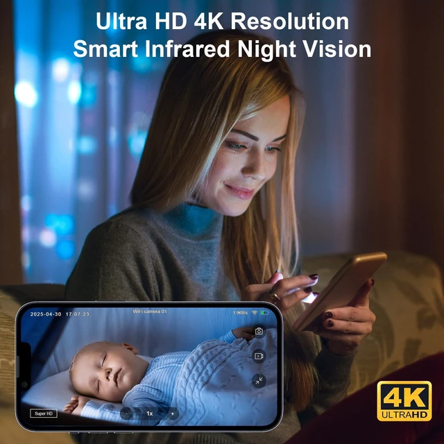 Alt view image 7 of 7 - Hidden Camera 4K Spy Camera with Night Vision, 4H Battery Life, Motion Detection Alerts, SD/Cloud Storage, Phone App Control & Real-Time Alerts, Indoor Security Camera for Home/Office/Baby Monitoring