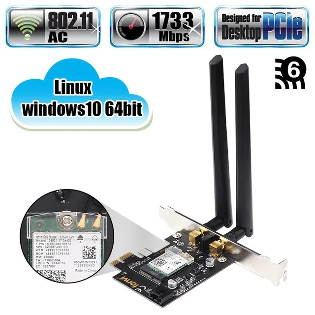 Alt view image 2 of 5 - WiFi Card Wireless Bluetooth Adapter Dual Band AC2030 PCIe Wireless 9260ac 1730Mbps MU-MIMO WiFi PCI-E 1X Card BT 5.0