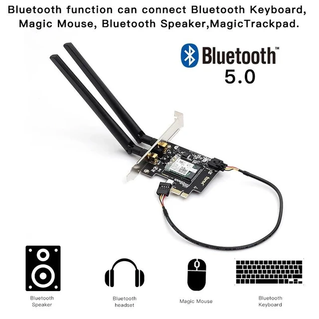 Alt view image 5 of 5 - WiFi Card Wireless Bluetooth Adapter Dual Band AC2030 PCIe Wireless 9260ac 1730Mbps MU-MIMO WiFi PCI-E 1X Card BT 5.0