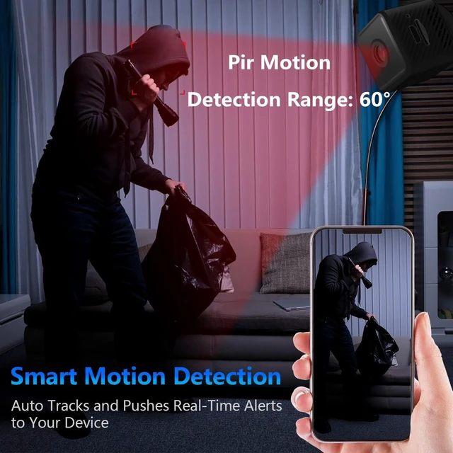Alt view image 6 of 7 - Mini Security Camera, 1080P HD Home Wireless Small Camera, Indoor WiFi Nanny Cam with Motion Detection and Night Vision, 150° Wide View, App Alerts, Cloud & SD Storage, Camer for Kids, Elders, Pet