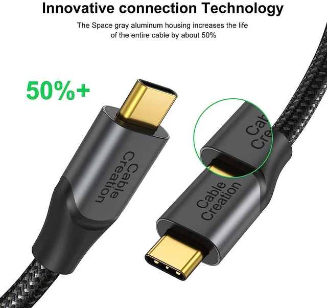 Alt view image 4 of 7 - USB C Cable 10 FT 100W 20V/5A CableCreation Durable USB C to C Cable 10FT Braided Fast Charging Cable 480Mbps Data Cable for MacBook Pro iPad Air XPS S21 S20 and Other USB C Devices 3m Gray