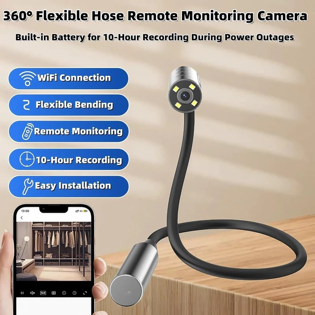 Alt view image 3 of 6 - PIEPIE Hidden Camera - Wireless WiFi Small Camera with 10H Battery, Real-Time App Monitoring for Home Indoor Use, Bendable Design
