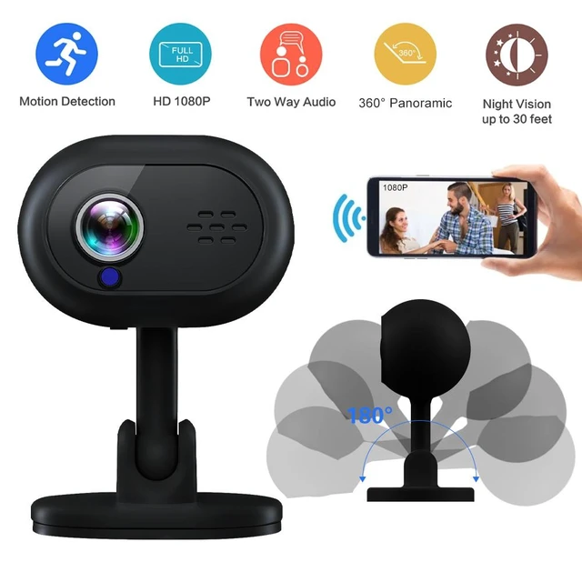Alt view image 2 of 7 - A4 HD Home Security Camera Wireless WiFi Pan/Tilt, Two-Way Audio, Night Vision, Baby Monitor, Smart Pet/Home Surveillance - black