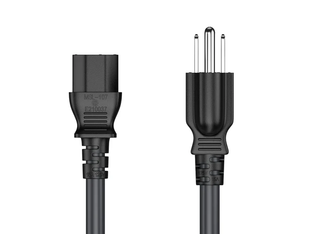 Alt view image 2 of 7 - 1FT 18AWG AC Power Cord, IEC320 C13 to NEMA 5-15P Replacement Cable, 125V 10A/15A Heavy Duty 3-Prong Power Cable for PC, Monitor, Printer, TV Black