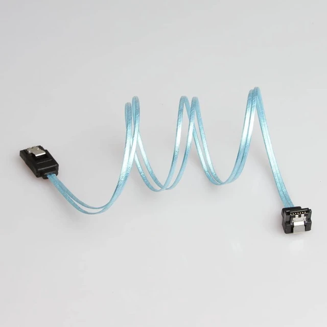 Alt view image 4 of 7 - Sata Cable Thin Sata Cables 2ft/60CM Ultra Thin Lateral 90 Degree SATA III 6.0 Gbps Cable with Locking Latch and 90-Degree Plug (6X 2ft Thin sata Cables Blue) (6Pcs Thin Sata Cable)