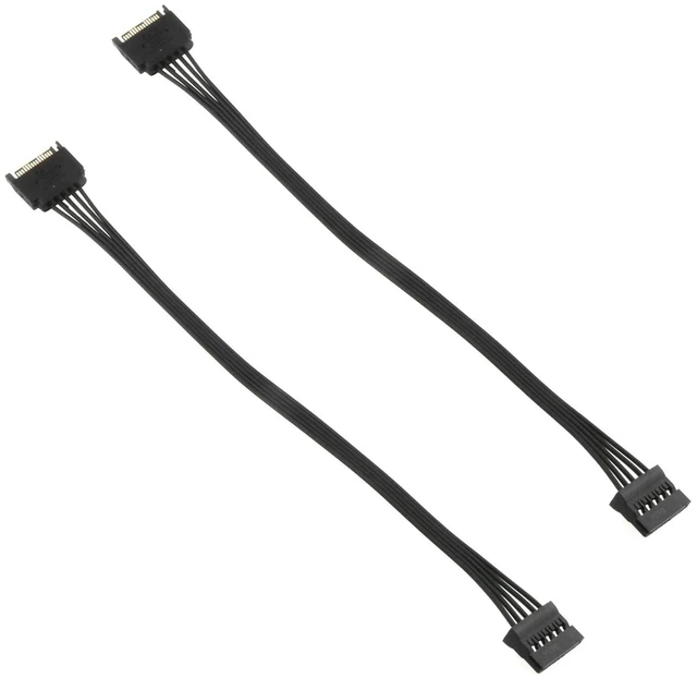 Main image of SATA Power Extension Cable 2pcs 12.6" 15 Pin SATA Power Extension Male to Female Extender Cable for HDD Hard Drive, Black