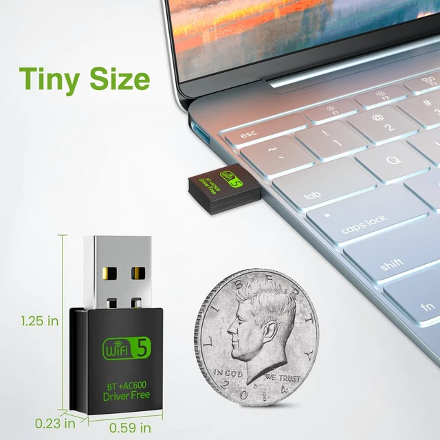 Alt view image 5 of 7 - USB WiFi Bluetooth Adapter, 600Mbps Dual Band 2.4/5Ghz Wireless Network External Receiver, Mini WiFi Dongle for PC/Laptop/Desktop