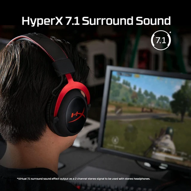 Alt view image 7 of 7 - HyperX Cloud II - Gaming Headset, 7.1 Surround Sound, Memory Foam Ear Pads, Durable Aluminum Frame, Detachable Microphone, Works with PC, PS4, Xbox One - Red&Black