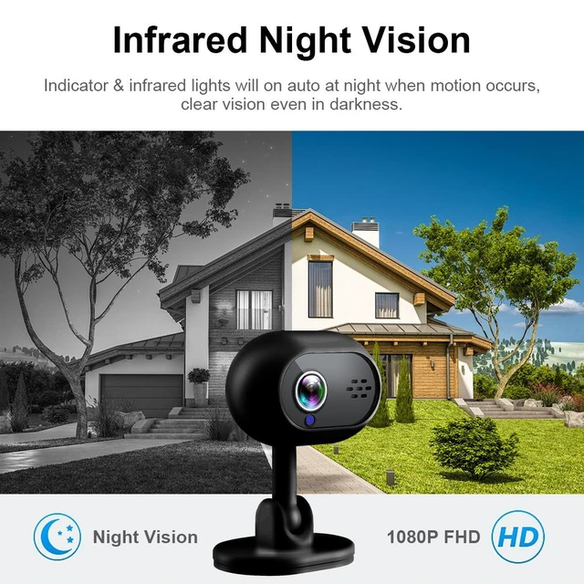 Alt view image 5 of 7 - A4 HD Home Security Camera Wireless WiFi Pan/Tilt, Two-Way Audio, Night Vision, Baby Monitor, Smart Pet/Home Surveillance - black