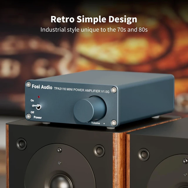 Alt view image 3 of 5 - Fosi Audio V1.0G 2 Channel Class D Mini Stereo Amplifier for Home Speakers TPA3116 50W x 2 with Power Supply