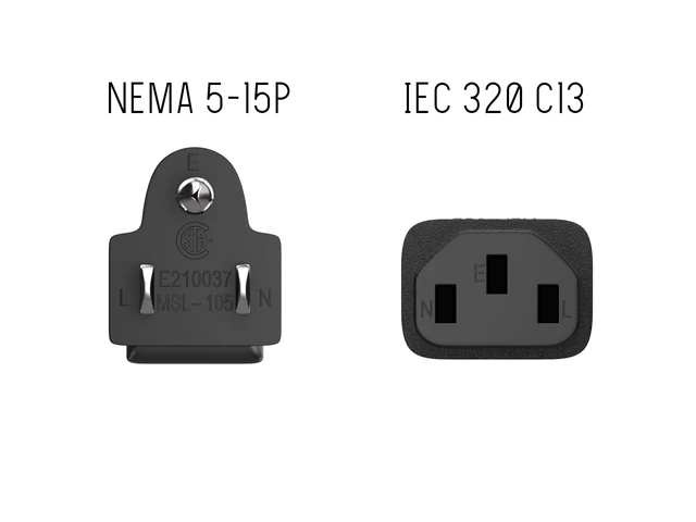 Alt view image 5 of 7 - 1FT 18AWG AC Power Cord, IEC320 C13 to NEMA 5-15P Replacement Cable, 125V 10A/15A Heavy Duty 3-Prong Power Cable for PC, Monitor, Printer, TV Black
