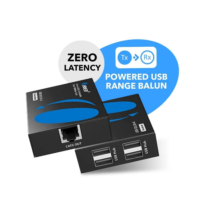 Alt view image 3 of 7 - USB Over Ethernet Extender Upto 330 Feet - Extends USB 2.0 Signals Over LAN Ethernet with 2 Ports - Power Over Cable, Long Distance Extension & Support for all Operating Systems (USB-EX330-K)