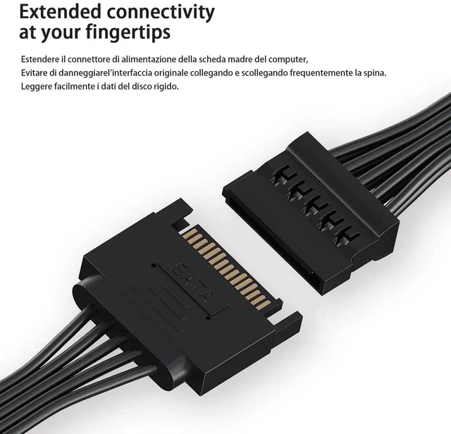 Alt view image 5 of 7 - sata Power Splitter Cable 6 Way, 15 Pin SATA to 6 for HDDSSDOptical Drives, sata Power Connector Supply Extension Cable, Black