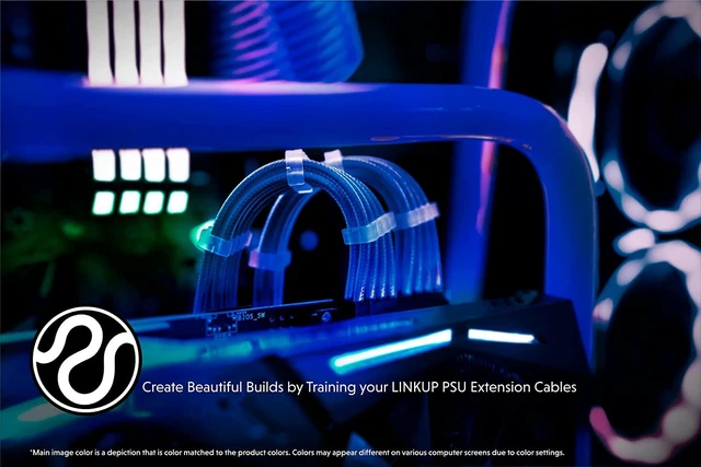 Alt view image 4 of 6 - LINKUP - 50cm PSU Cable Extension Sleeved Custom Mod GPU PC Braided w/Comb Kit - Compatible with RTX30901 x 24 P (20+4)2 x 8 P (4+4) CPU3 x 8 P (6+2) GPU Set500mm - Blue