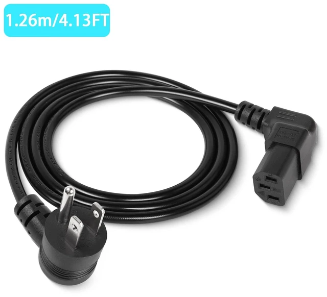 Alt view image 2 of 7 - 90 Degrees 3 Prong AC to IEC320 C13 Power Cord,10A 125V Down Angle NEMA 5-15P to C13 Universal Power Cable for Notebook Computers, TV, Monitors-4.9Ft (Blcak-Up C13)