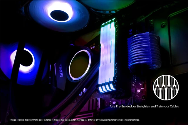 Alt view image 3 of 6 - LINKUP - 50cm PSU Cable Extension Sleeved Custom Mod GPU PC Braided w/Comb Kit - Compatible with RTX30901 x 24 P (20+4)2 x 8 P (4+4) CPU3 x 8 P (6+2) GPU Set500mm - Blue