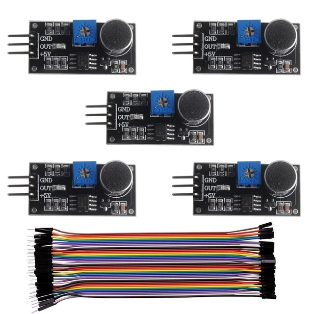 Alt view image 2 of 5 - 5PCS Microphone Sensor High Sensitivity Sound Detection Module LM393 with 240pcs Breadboard Jumper Wires 20cm 10cm