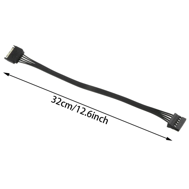 Alt view image 2 of 5 - SATA Power Extension Cable 2pcs 12.6" 15 Pin SATA Power Extension Male to Female Extender Cable for HDD Hard Drive, Black
