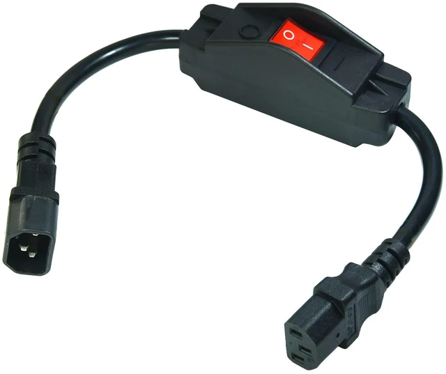 Main image of IEC 320 C14 to C13 Heavy Duty Short Power Cord with On-Off Switch,Standard Computer Power Extension Cord, 3Pin Male -Female Extension Cord with Inline Cord Switch, 42CM, Black