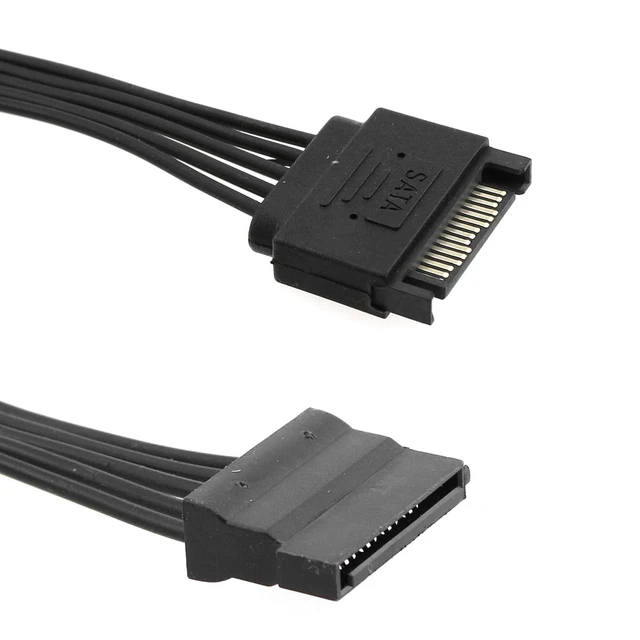Alt view image 5 of 5 - SATA Power Extension Cable 2pcs 12.6" 15 Pin SATA Power Extension Male to Female Extender Cable for HDD Hard Drive, Black