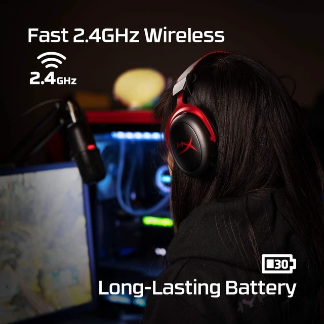 Alt view image 3 of 4 - HyperX Cloud II Wireless - Gaming Headset for PC, PS4/PS5, Nintendo Switch, Long Lasting Battery Up to 30 Hours, 7.1 Surround Sound, Memory Foam, Detachable Noise Cancelling Microphone, Mic Monitoring