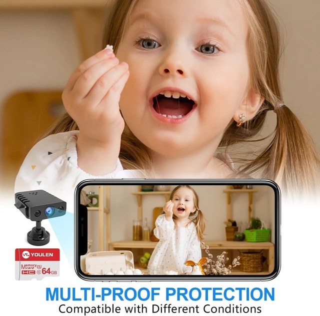 Alt view image 6 of 7 - Smallest Wireless WiFi Hidden Camera Home Security HD 4K Mini Camera, Night Vision and Motion Detection Cloud Storage Nanny Cam - for Home, Office and Carwith 64G Memory Card