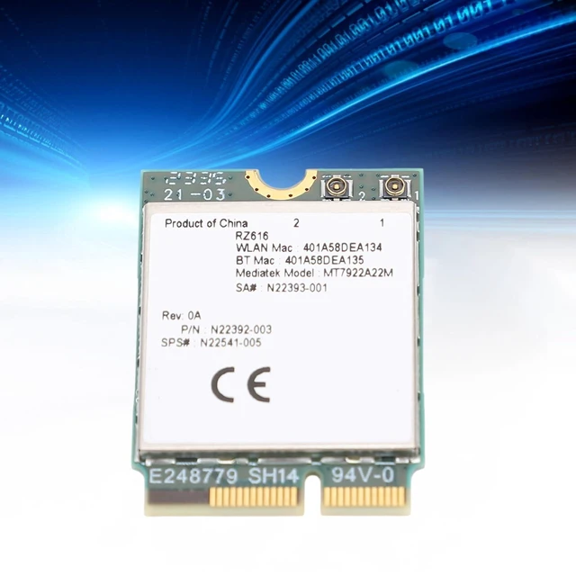 Main image of RZ616 MT7922A22M M.2 WiFi6E WL Network Card Module, 5374Mbps Bluetooth 5.2 Tri Band WiFi6E Card Adapter, for Computer, for Linux Compatible, Easy Installation
