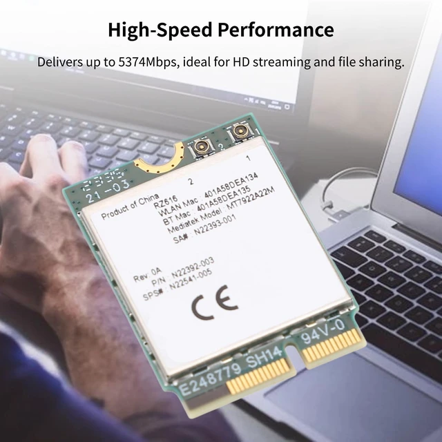 Alt view image 4 of 5 - RZ616 MT7922A22M M.2 WiFi6E WL Network Card Module, 5374Mbps Bluetooth 5.2 Tri Band WiFi6E Card Adapter, for Computer, for Linux Compatible, Easy Installation