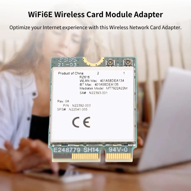Alt view image 2 of 5 - RZ616 MT7922A22M M.2 WiFi6E WL Network Card Module, 5374Mbps Bluetooth 5.2 Tri Band WiFi6E Card Adapter, for Computer, for Linux Compatible, Easy Installation